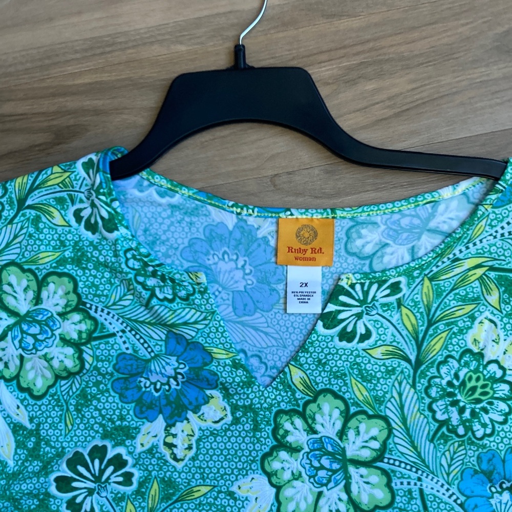 Ruby Rd top floral print pattern top with stretch boho casual office 2X - Picture 5 of 16